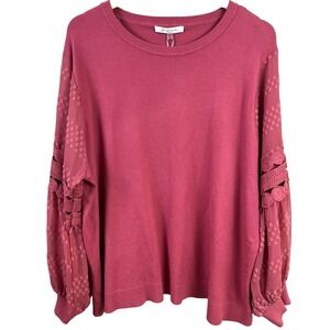 Sioni Milano Mauvette Coral Long‎ Sleeve Sweater Pull Over Lace Sleeve 2X